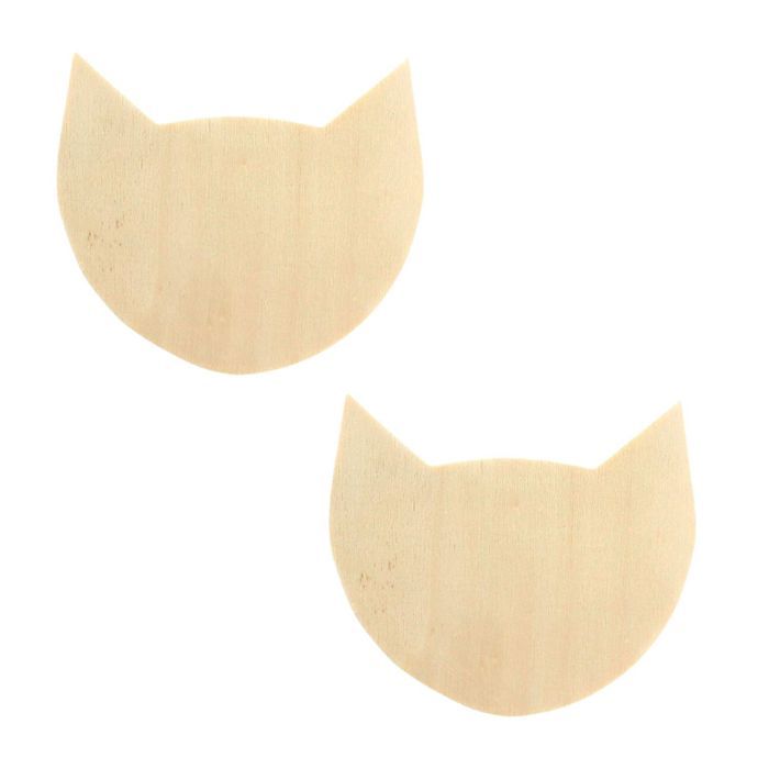 2 Wooden Wall Hooks 8.3 X 10.5 Cm - Cat