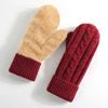 Thermal Knit Gloves for Winter Double-Layer Fleece Lined Windproof Mittens