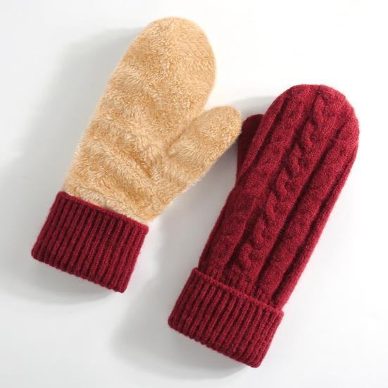 Thermal Knit Gloves for Winter Double-Layer Fleece Lined Windproof Mittens