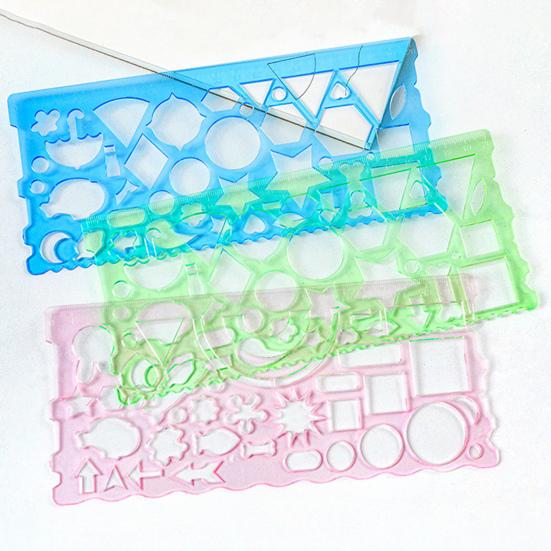 2 шт., прозрачная линейка для геометрического рисунка, многофункциональная, точная и простая в использовании, геометрический треугольник, транспортир, линейка