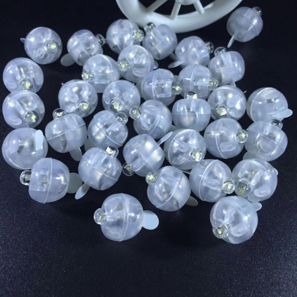 50 шт. Светодиодный мини-пластиковый круглый шарик-фонарик для бумажного фонарика, воздушного шара, вечеринки, свадьбы, дня рождения, фестивального декора