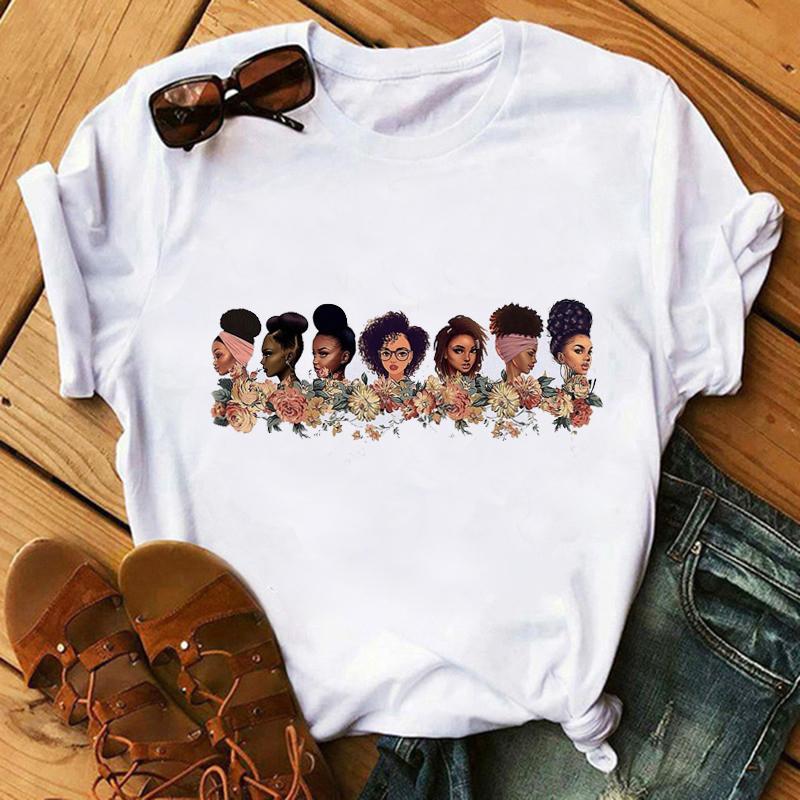 Women Funny Graphic Black African Curly Hair T-shirts for Aesthetic for Women Fashion Printed T-shirt T-shirt Aesthetic Clothes