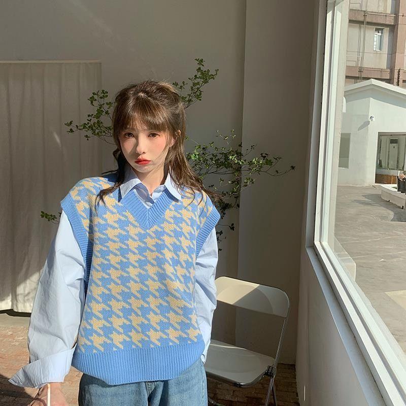 Pullover Vest Women Outwear Knitted Vest Sweater 2023 Spring Loose Korean Edition Outwear V Neck Sweater Tank Top Female Coat