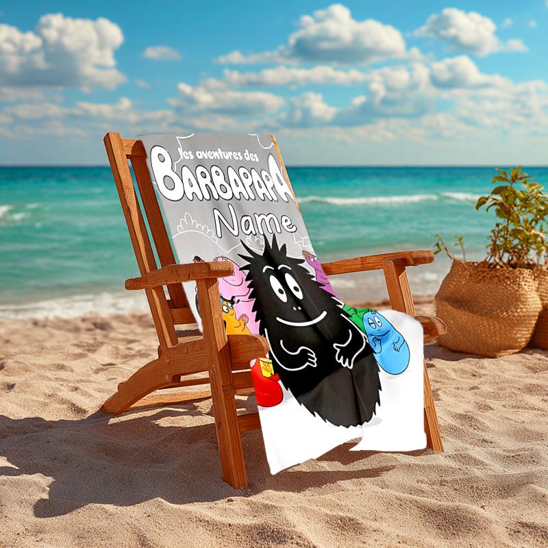 Personalized customized proof beach towel with Barbapapa pattern - soft, absorbent, quick-drying, perfect swimming, camping&bathing