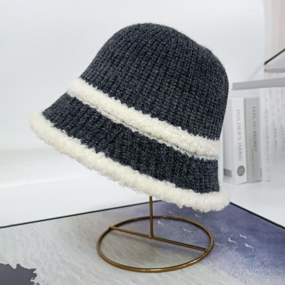Breathable Knitted Bucket Hat Temperament Sun Protection Cap Visor Cap Sunshade Basin Cap  Women