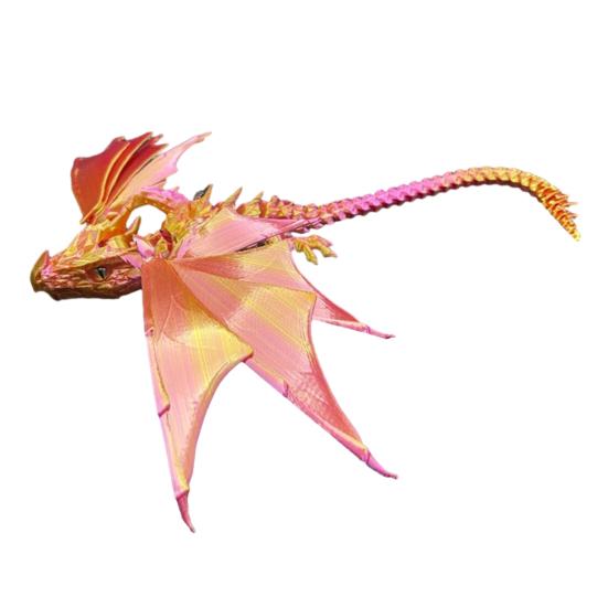3D Printed Flying Dragon Figurine Movable Joints Winged Dragon Figure Articulated Dragon Model Fidget Toy Desktop Decoration Ornament