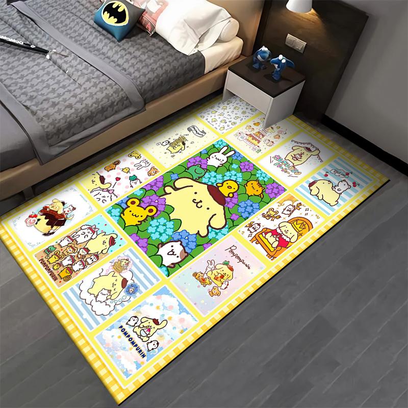Cute Cartoon Pattern Carpet with Yellow Border for Living Room Decor Suitable for use as an anti-slip for living room bedroom sofas