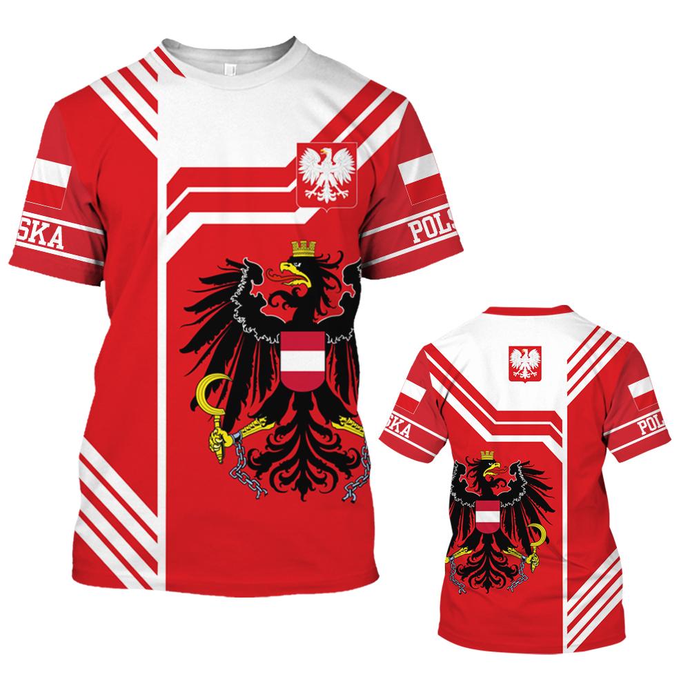 Мужские футболки с принтом флага Польши, модные топы с короткими рукавами, польские рубашки, летние уличные футболки с круглым вырезом большого размера, мужская одежда