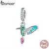 Подвеска из стерлингового серебра 925 пробы с зеленой камышовкой, разноцветные подвески с птицами и животными из циркона, подходят для браслетов с подвесками
