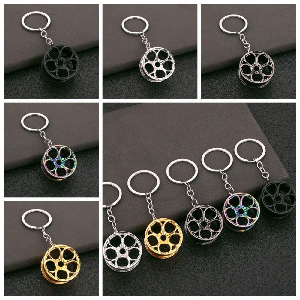 Auto Parts Shape Car Hub Keychain 3D Car Hub Pendant 3D Keyring Wheel Rim Keychain Bag Pendant