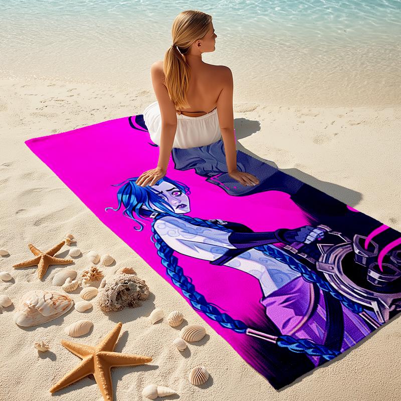 Beach Towel with Jinx Pattern - soft,absorbent,machine washable Lightweight&Modern,swimming,Travel Essentials