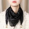 Warm Square Scarf Magnetic Buckle Triangular Silk Scarf Cotton Scarf Women's Spring Autumn and Winter Fashion Scarf