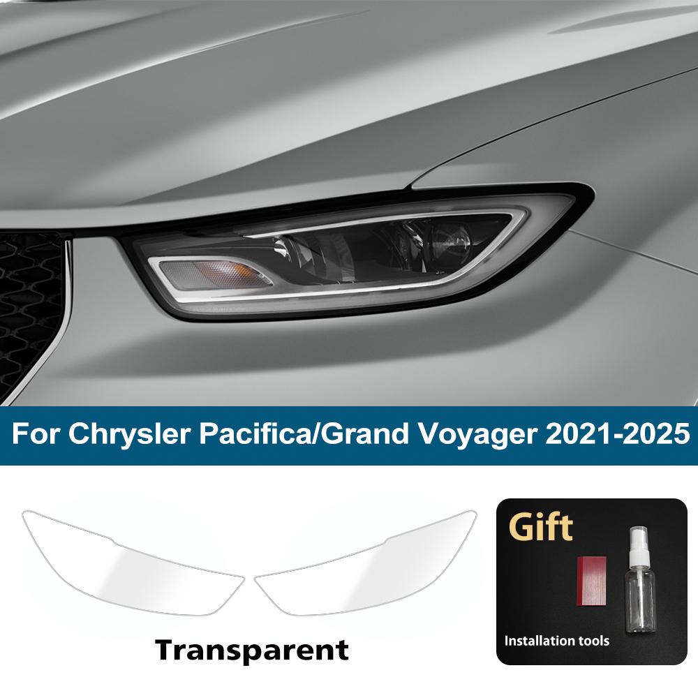 Защитная пленка для фар автомобиля Для Chrysler 300C Pacifica/Grand Voyager Высокоглянцевая Дымчато-черная Предварительно вырезанная TPU Антицарапающая Виниловый комплект