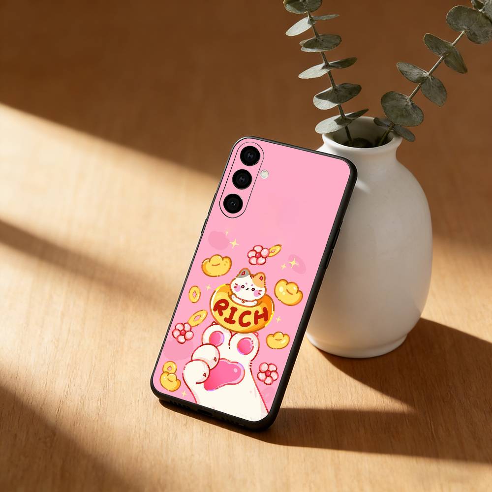 Lucky Money Cat Phone Case For Samsung Galaxy A91,80,73,72 ,71,53,52,32 ,31,22,21s,20,Soft Black Case