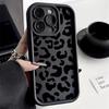Black Leopard Print Pattern Silicone Phone Case For iPhone 11 12 13 14 15 16 Pro Max Casing X XS Max XR 7 8 Plus SE 2022 Shockproof Soft Phone Cover