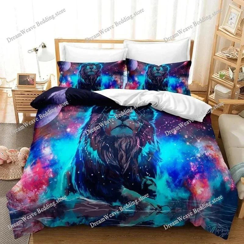 3D Принт Льва Комплект Пододеяльника Дикие Животные Цветной Размер King Queen для Детей Подростков Взрослых Полиэстер Комплект Постельного Белья Роскошный Подарок963