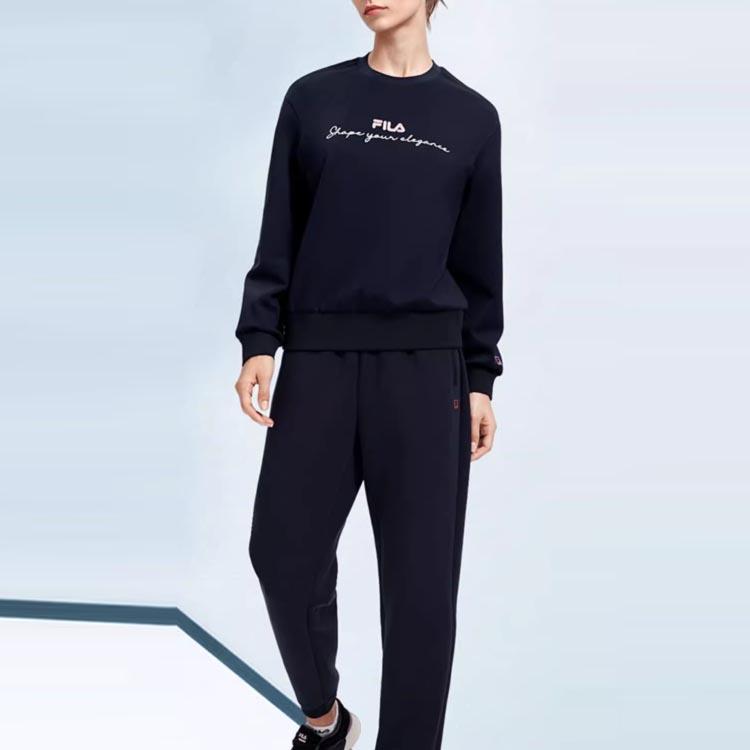 Fila Атлетика Однотонные Простые Брюки для Фитнеса с Манжетами Женские брюки Темно-синий A11W311603F-NV