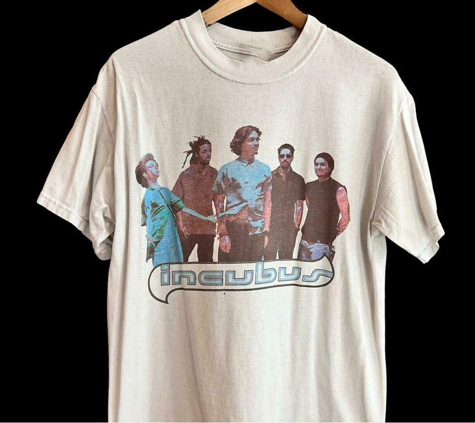 Unisex shirt Cotton Oversize Large Size Incubus Band Morning View Tour 2002 Vintage White Unisex T-Shirt