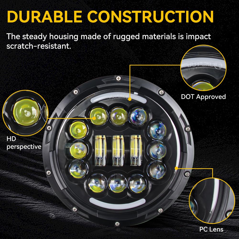 7-дюймовая светодиодная фара для мотоцикла Yamaha Harley Road King Jeep Wrangler Jk Led Headlight Cafe Racer Аксессуары для мотоциклов