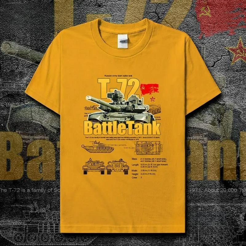 Военная техника времен Холодной войны Советский Союз Основной боевой танк Т-72 Печатная мужская футболка Летняя хлопковая с коротким рукавом с круглым вырезом Новая