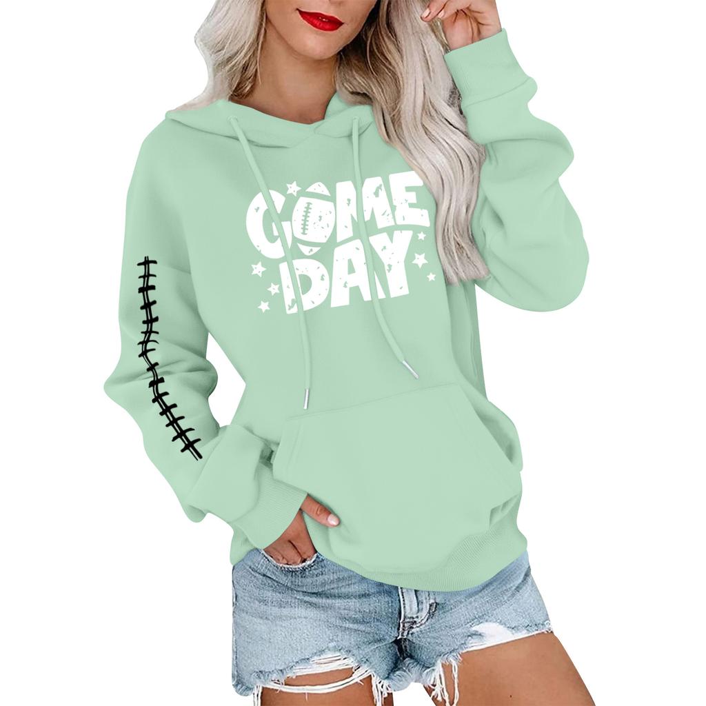 Women's Fashionable, Casual, Comfortable Round-neck, Hooded, Long-sleeved, Rugby-print Warm Sweater