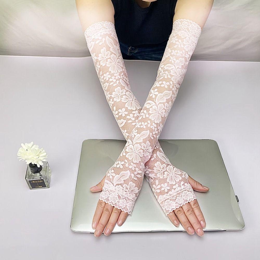 Утеплители Солнцезащитные Перчатки с Длинным Рукавом Защита от Солнца Сетчатые Кружевные Нарукавники Рукава из Ледяного Шелка