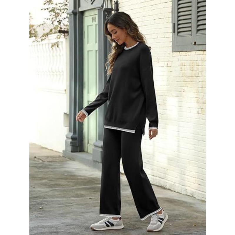 Осенне-зимний женский повседневный трикотажный костюм с длинным рукавом