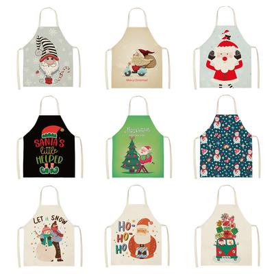 С Рождеством Христовым кухонный фартук для выпечки 66x47 см без рукавов Санта-Клаус из хлопка и льна для женщин и мужчин домашний Delantal Cocina