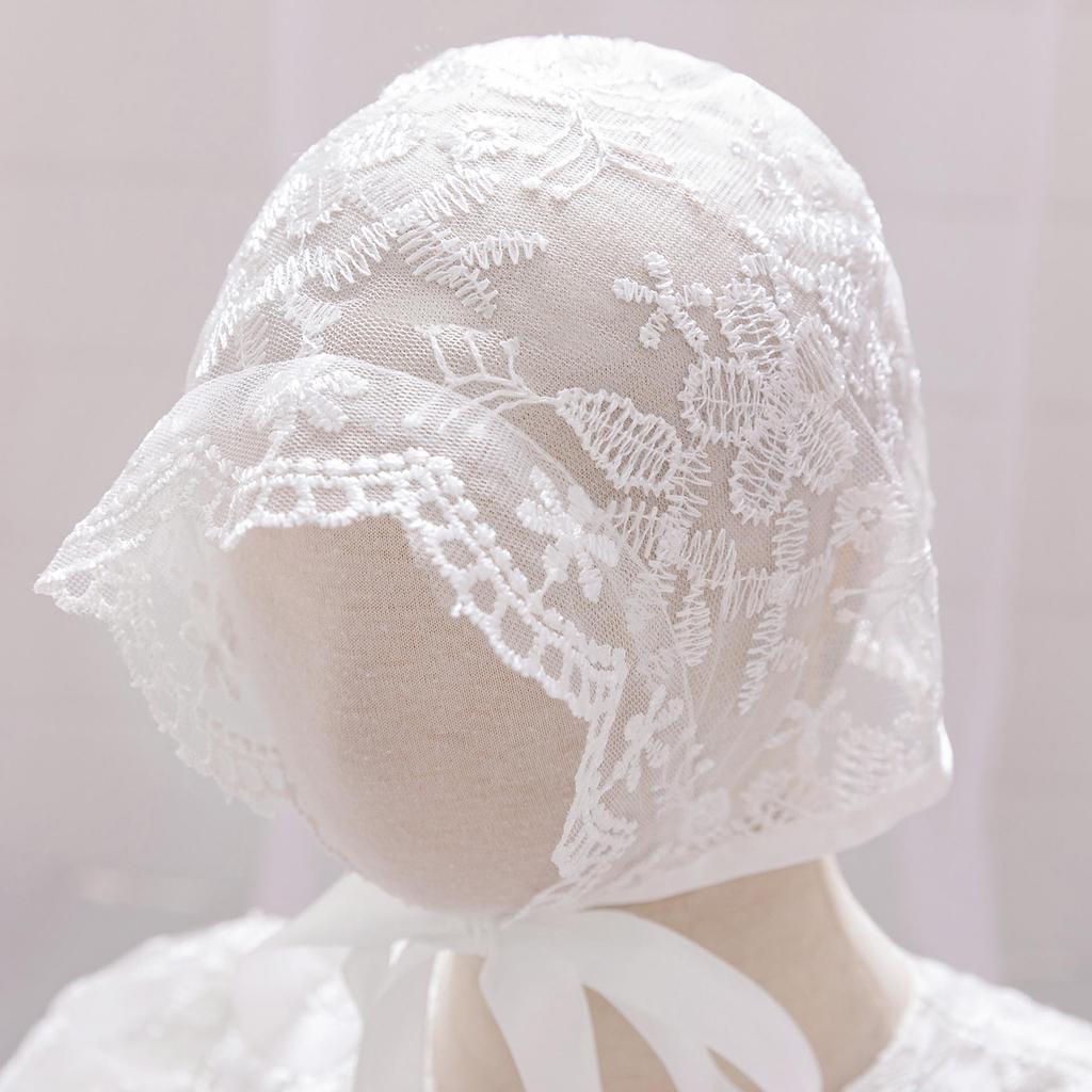 Кружевное детское крестильное платье в европейском и американском стиле с пышной юбкой и шапочкой