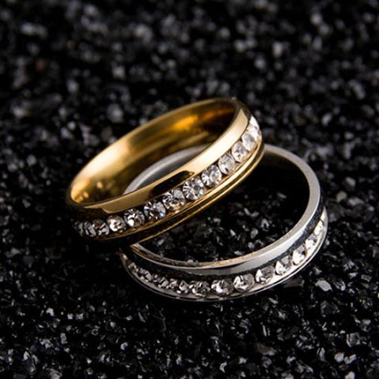 Мужчины Женщины Пара Любовник Горный Хрусталь Титановая Сталь Обручальное Кольцо Свадебные Украшения