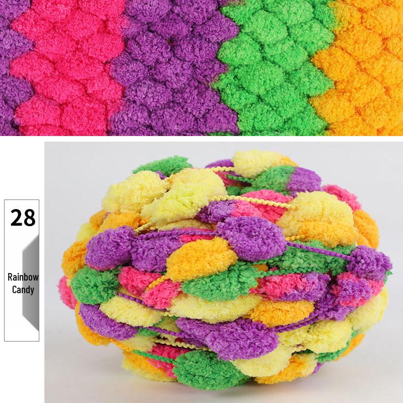 Handmade Chunky Yarn Pom-Pom Blanket Mat & Car Seat Cushion