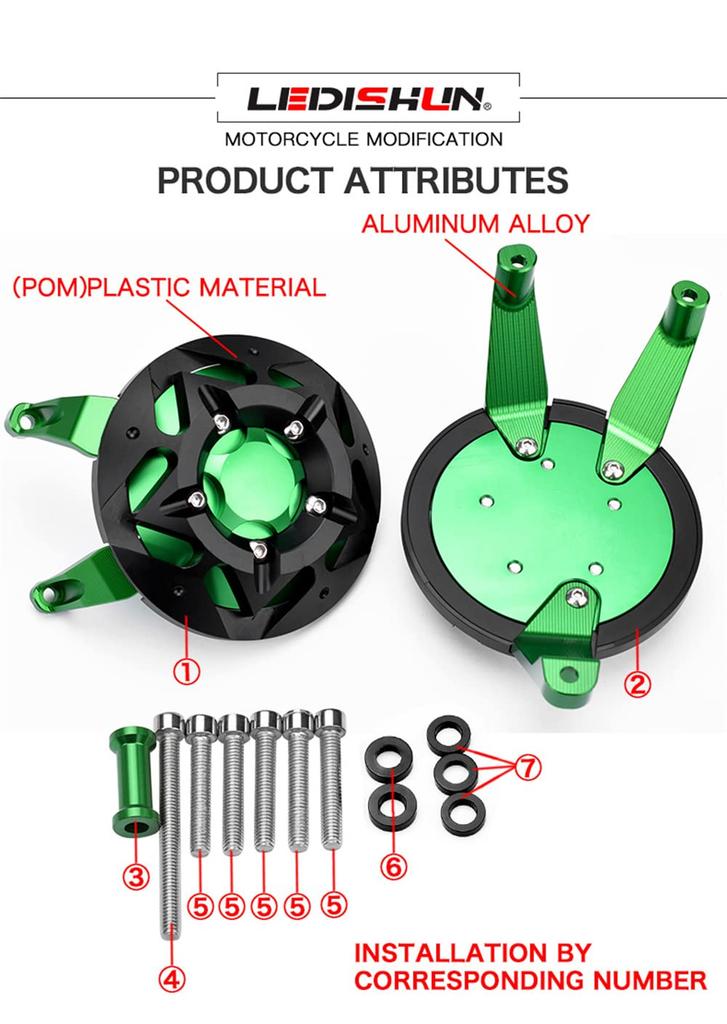 LEDISHUN Крышка двигателя, Слайдер двигателя, Защита двигателя для Kawasaki Versys 1000 (KLZ1000B) 2015-2022 (черный)