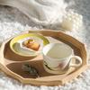 Medieval Style Wide Mouth Ceramic Coffee Cup Saucer Retro Fox Creative Fruit Afternoon Tea Teacup High Value Latte Cup
