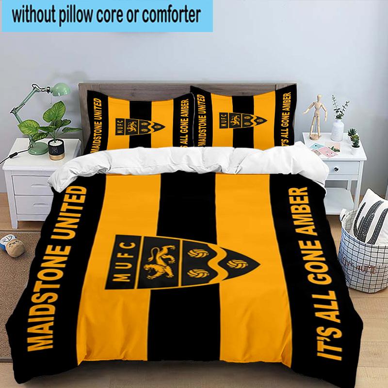 3pcs Football Crest Printed Bedding Set Duvet Cover Closure Includes 1 Duvet Cover & 2 Pillowcases Bedding Sets Home Decor Gifts