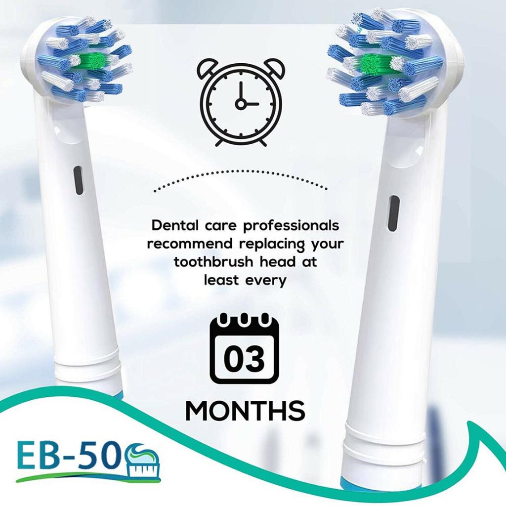 Сменные насадки для электрической зубной щетки EB-50P, 4 шт., подходят для Braun Oral-B Cross Action