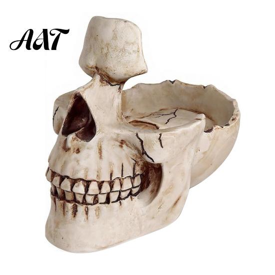 Creative Resin Sculpture Skull Multifunctional Storage Tray, Gothic Eyeglasses Holder Jewelry Organizer for Distressed Ornament Keys Coins Trinkets,