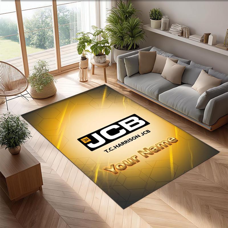 JCB Crystal Velvet Rug, Custom Name Text Personalized Non‑Slip Floor Mat for Home Decor Gift