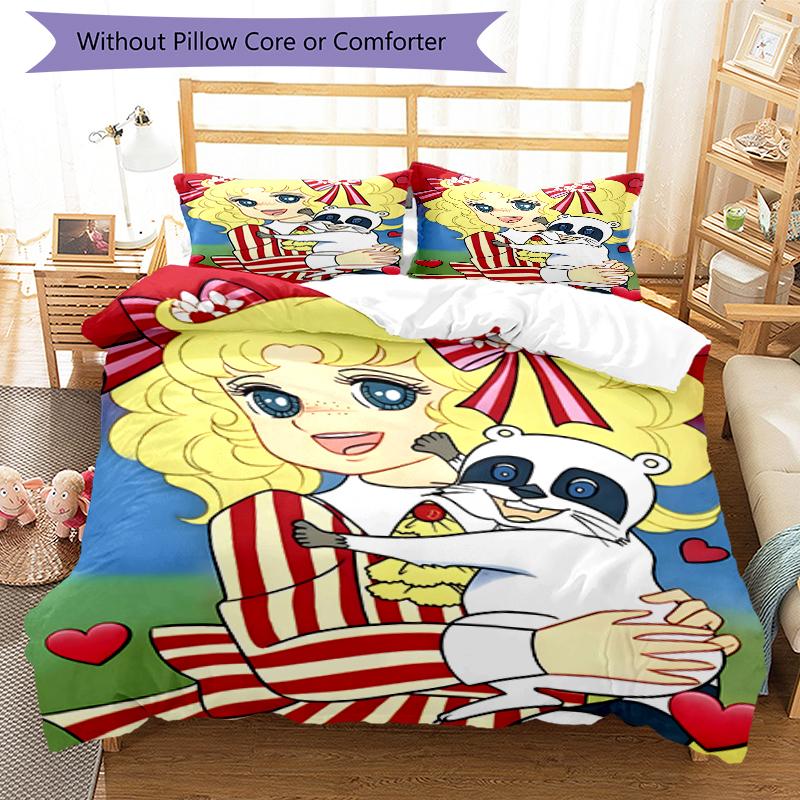 3pcs Candy Candy2 Design Cover Set - HD Printed Bedding with 1 Cover and 2 Pillowcases - Perfect for Home and Dorm Decor