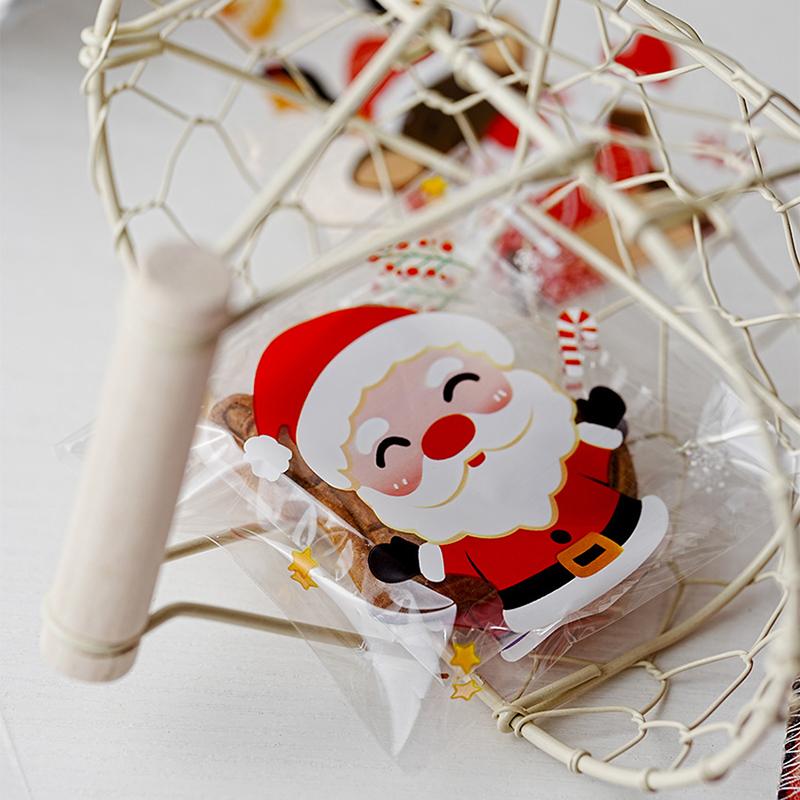 100 шт. рождественский мешок для печенья и конфет Санта-Клаус пластиковый подарочный мешок для печенья рождественские украшения для вечеринки Новый год 2025