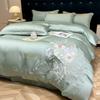 Комплект постельного белья из ледяного шелка, четырехпредметный, вышивка, приятный к коже, дышащий, удобный, простыня, пододеяльник, наволочка