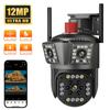 2025 New WiFi 6K 12MP PTZ IP Camera Three Screens Security Protection Motion Human Detection Outdoor IP CCTV Survalance Smart Home