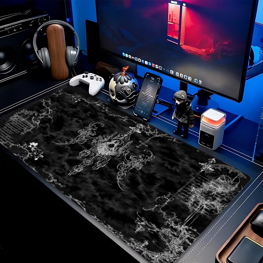 XXL Dark Gothic Skull Large Mousepad Skeleton Floral Pattern Deskmat Non-Slip Rubber Gaming Pc Keyboard Gamer Mouse Mats