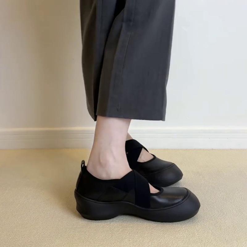 Версия из овчины~ спортивные туфли Мэри Джейн на платформе с перекрестными ремешками, маленькие кожаные туфли с круглым носком, балетки, женские ретро туфли с мелким вырезом