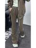 Женские брюки-клеш SUBHUMAN весна/лето 2024 года, землисто-серые, со складками