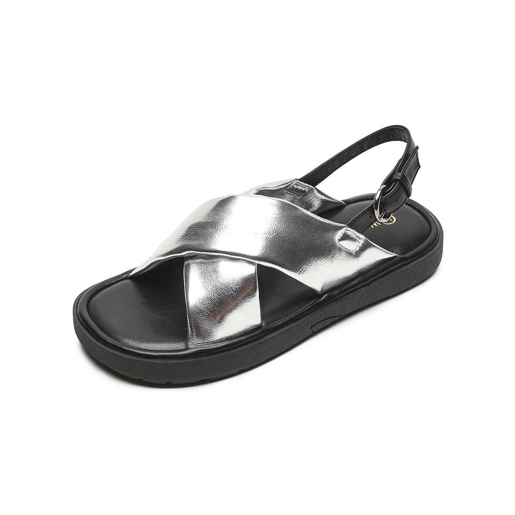 Weiwei girl 393-2 французские сандалии с перекрестными ремешками женские летние пустые корейские версии наступающие на дерьмо повседневные плоские римские туфли