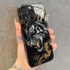 Модный Чехол из Закаленного Стекла с Золотым Рисунком Тигра для iPhone 17 16 15 Pro Max 14 13 12 11 17Air 16E 7 8 Plus XR XS X