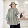 Japanese Fungus Stand-Up Collar Press-Pleated Top Women Spring Loose Versatile French Tops