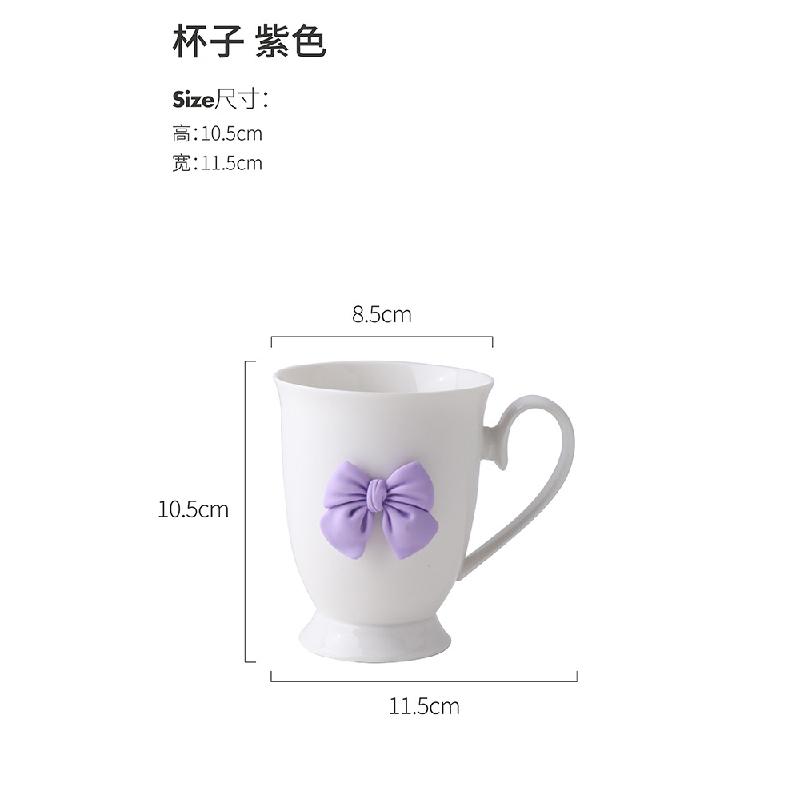 200 мл керамическая чашка для кофе с бантом и блюдцем, набор столовых приборов, милый набор чашек и блюдец в форме сердца для девушки, послеобеденный чай латте, подарок на день рождения