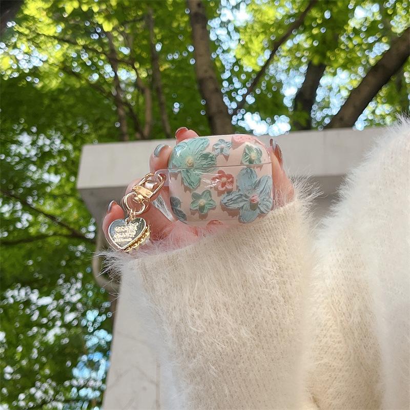 Чехол Retro Pink Flower+Hanger для наушников Apple AirPods 1 2 Pro 2 Bluetooth, мягкий силиконовый защитный чехол 3-го поколения