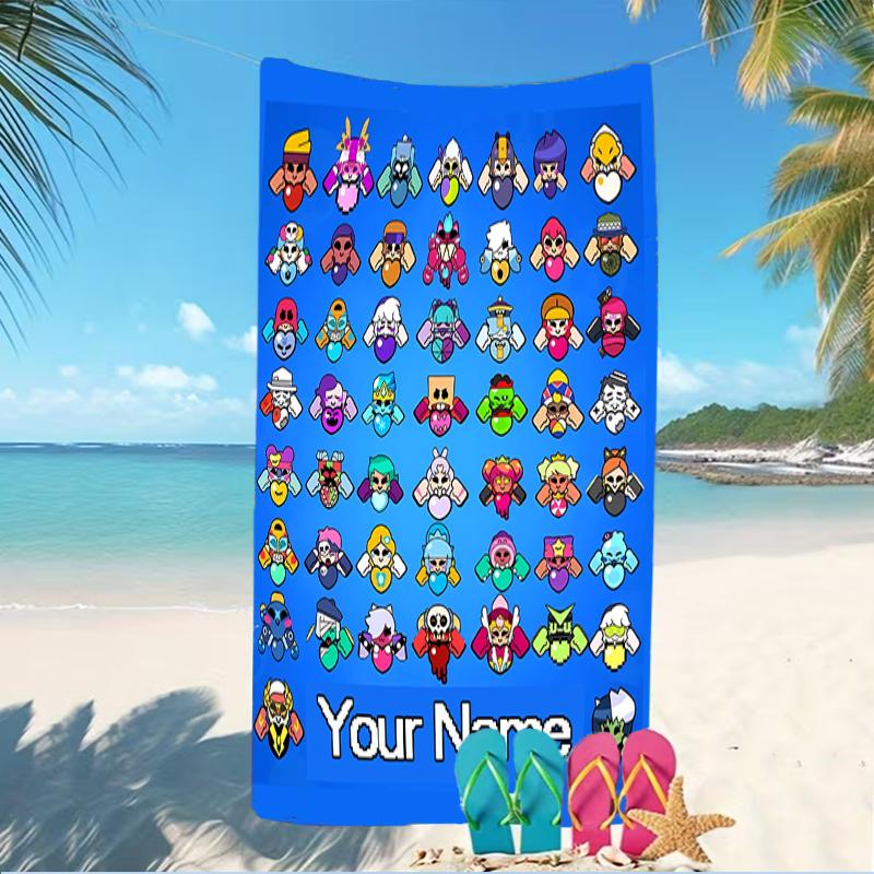 Customizable personalized beach towels Brawl Stars themed designs.Suitable for the beach, yoga, sports;ideal as beach accessories